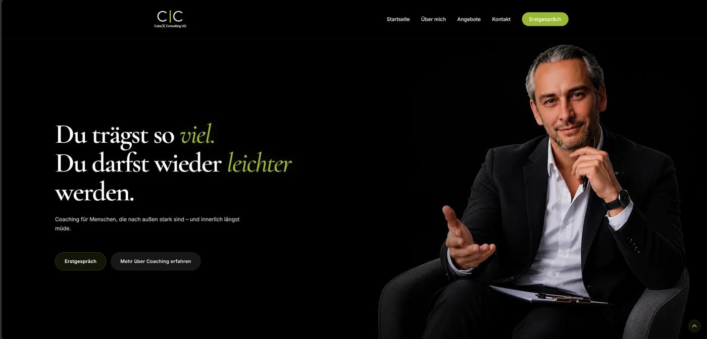 Excerpt of the CubeX website showing the home page headline